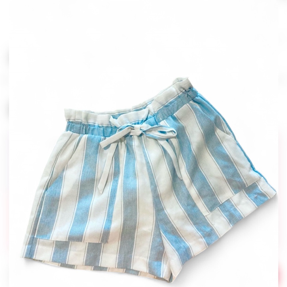 Lush sz Small blue white striped paper bag shorts high waist high rise coastal